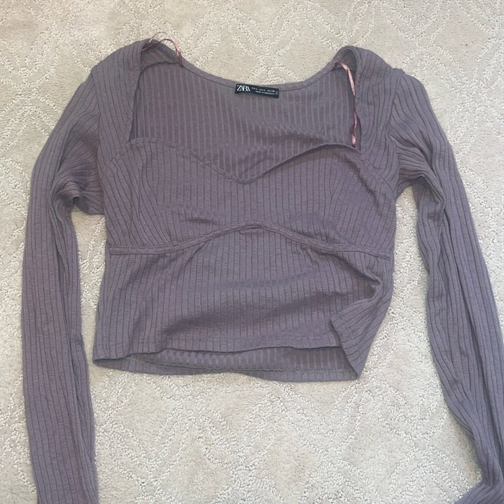 Zara long sleeve ribbed cropped top